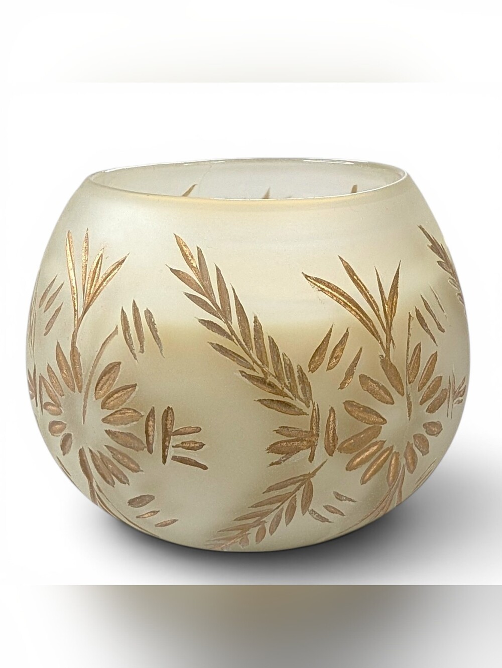 Anthropologie White Fir Pomelo Candle 3 Wick Gold Leaf Frosted Glass 31.75 oz - Picture 7 of 9